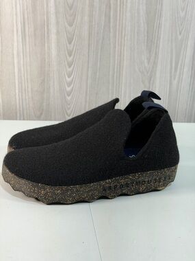 Asportuguesas Fly London City Black Slip-On Shoe Wool Felt Upper Size 38